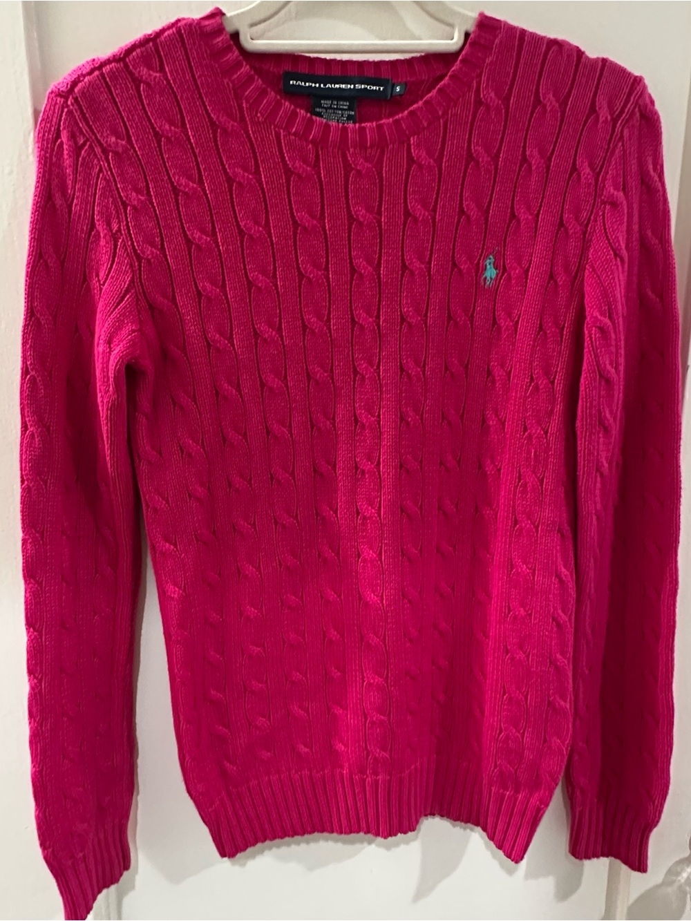 Ralph Lauren Fuchsia Cable-Knit Crewneck Sweater